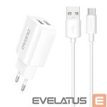 Адаптер Dudao  EU wall charger 2x USB 5V / 2.4A + USB Type C cable white (A2EU + Type-c white) White