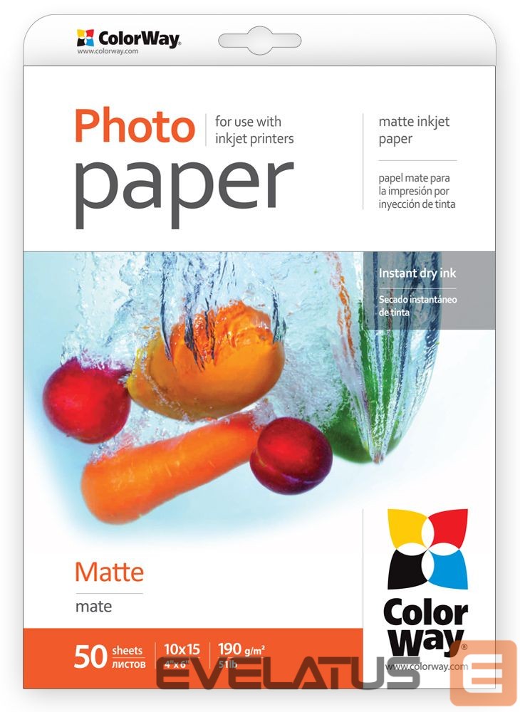 Офисные принадлежности ColorWay Matte Photo Paper, 50 sheets, 10x15, 190 g/m²