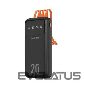 Внешний аккумулятор Dudao  capacious powerbank with 3 built-in cables 20000mAh USB Type C + micro USB + Lightning black (Dudao K6Pro +) Black