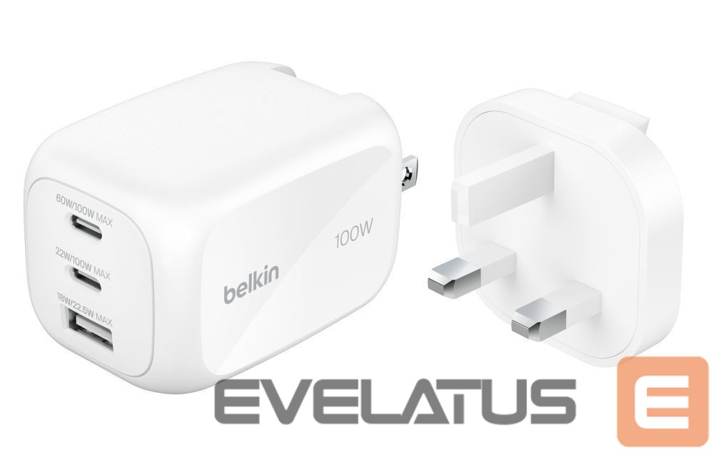 Адаптер Belkin BOOSTCHARGE 100w 2C1A Wall Charger with interchangable plug tips UK, EU, US White