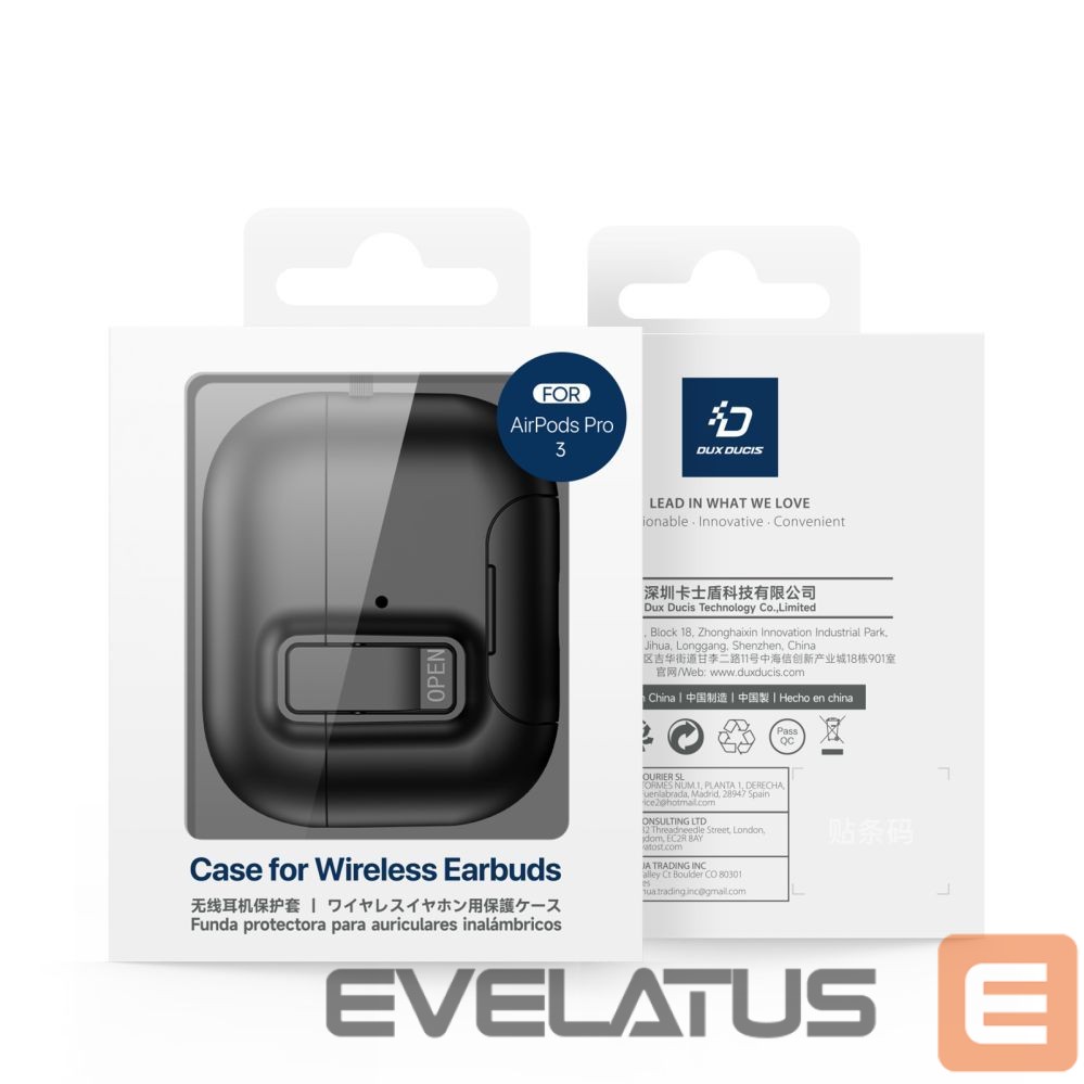 Чехол для наушников Dux Ducis Apple AirPods Pro 3 PECQ Series PC+TPU Cover with Hook Black