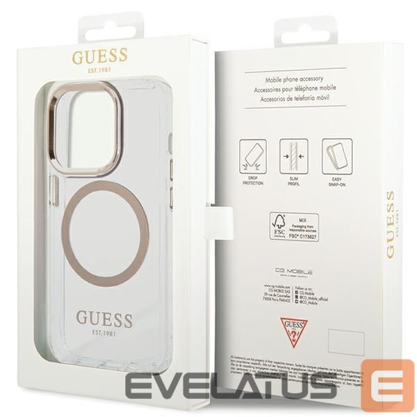Другие товары Guess Guess Metal Outline Magsafe case for iPhone 15 / 14 / 13 - gold