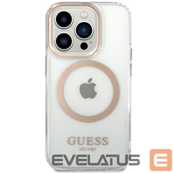 Другие товары Guess Guess Metal Outline Magsafe case for iPhone 15 / 14 / 13 - gold