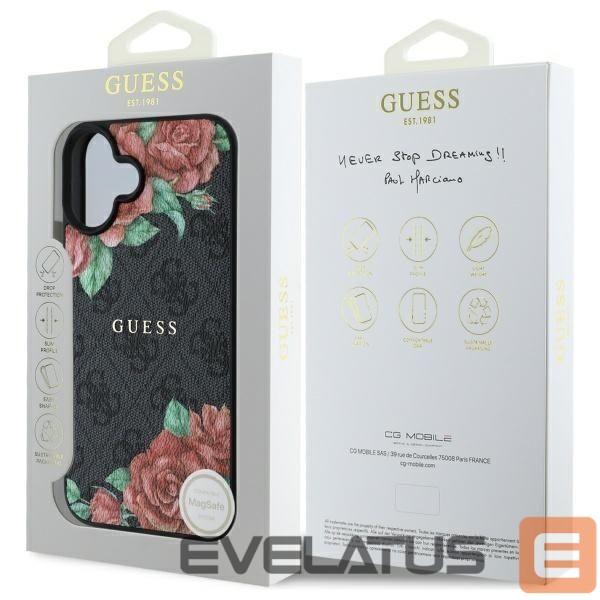 Другие товары Guess Guess GUHMP16SP4ROPEMCK iPhone 16 6.1" black/black hardcase 4G Flowers Print MagSafe