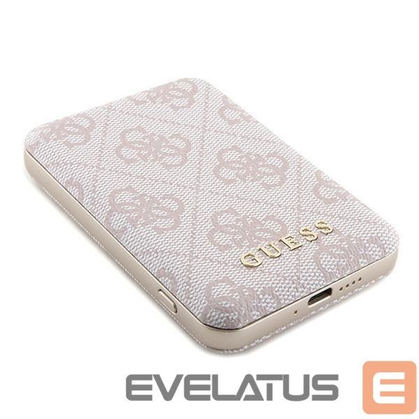 Другие товары Guess Guess Powerbank inductive 15W GUPB5FP4EMGP 5000mAh pink/pink 4G Leather Metal Logo MagSafe