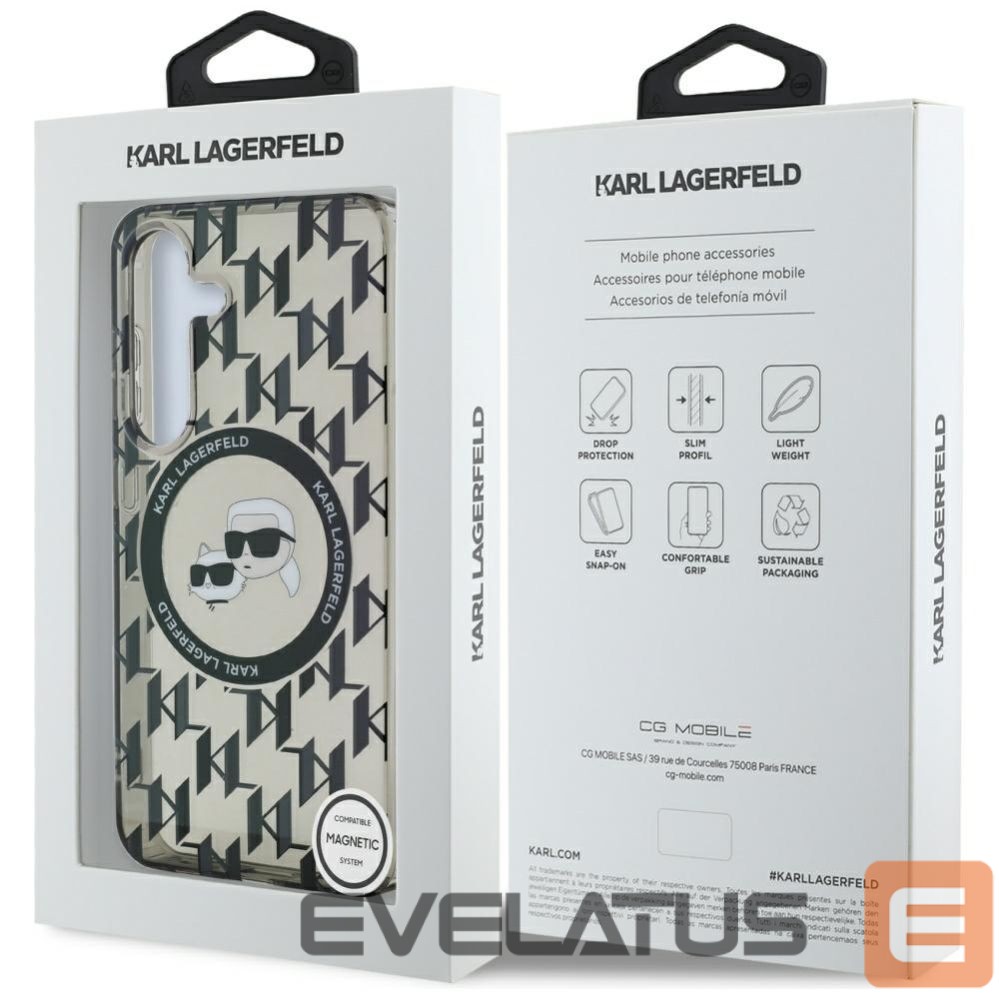 Другие товары Karl Lagerfeld Case Karl Lagerfeld Button Karl&Choupette Heads On KL Pattern MagSafe Samsung Galaxy S25 black