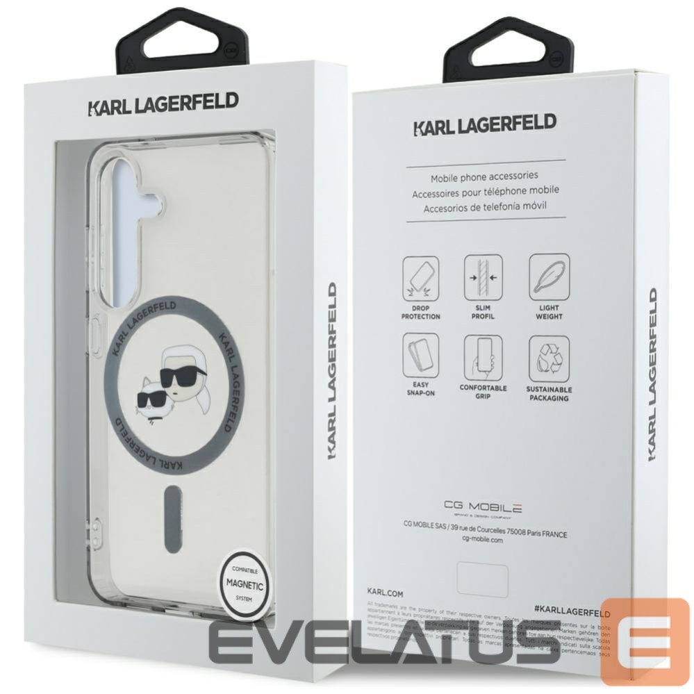 Другие товары Karl Lagerfeld Karl Lagerfeld Button Karl & Choupette Heads Printed Logo MagSafe Samsung Galaxy S25 case black