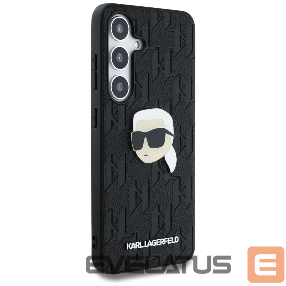 Другие товары Karl Lagerfeld Karl Lagerfeld Leather Monogram Pin Logo Karl Head Samsung Galaxy S25 Case Black