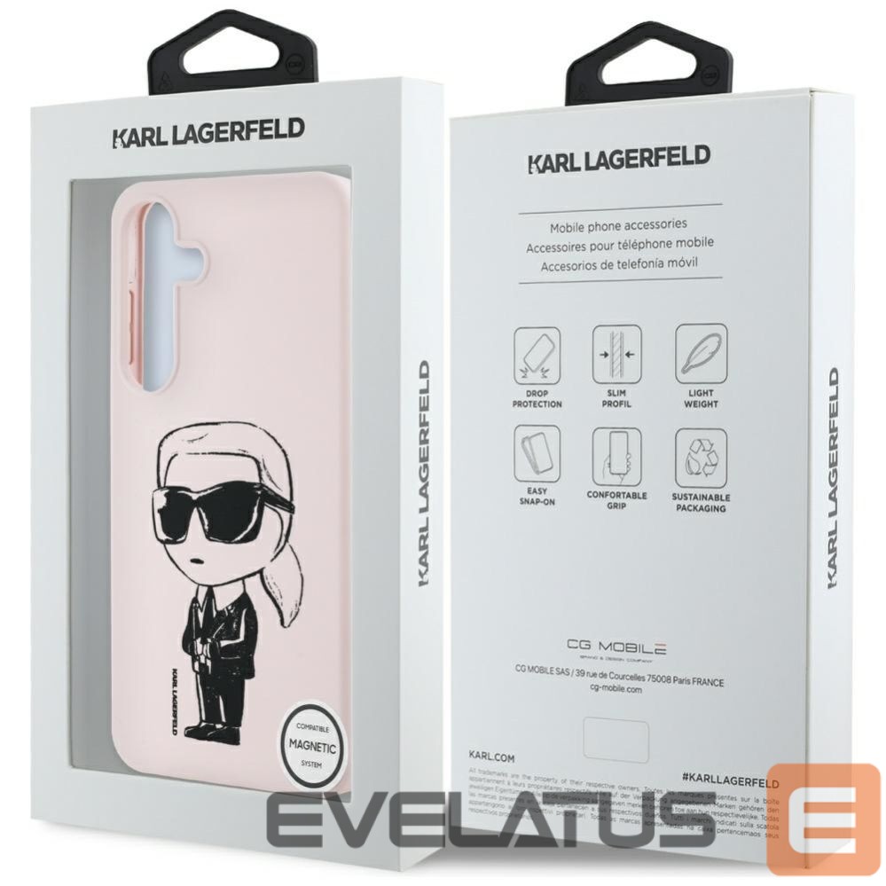 Другие товары Karl Lagerfeld Case Karl Lagerfeld Silicone Graffiti Ikonik Printed Logo MagSafe Samsung Galaxy S25 pink