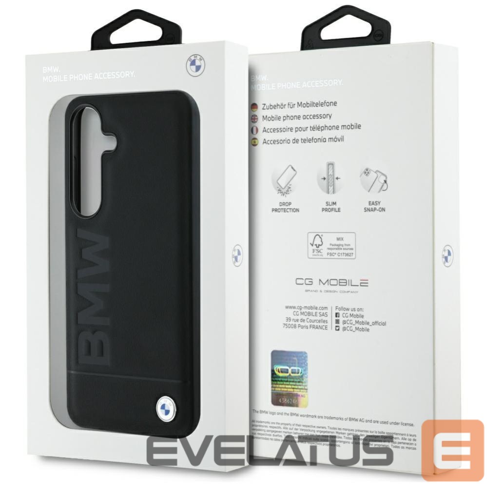 Другие товары BMW BMW Leather Big Wordmark Case for Samsung Galaxy S25+ - Black