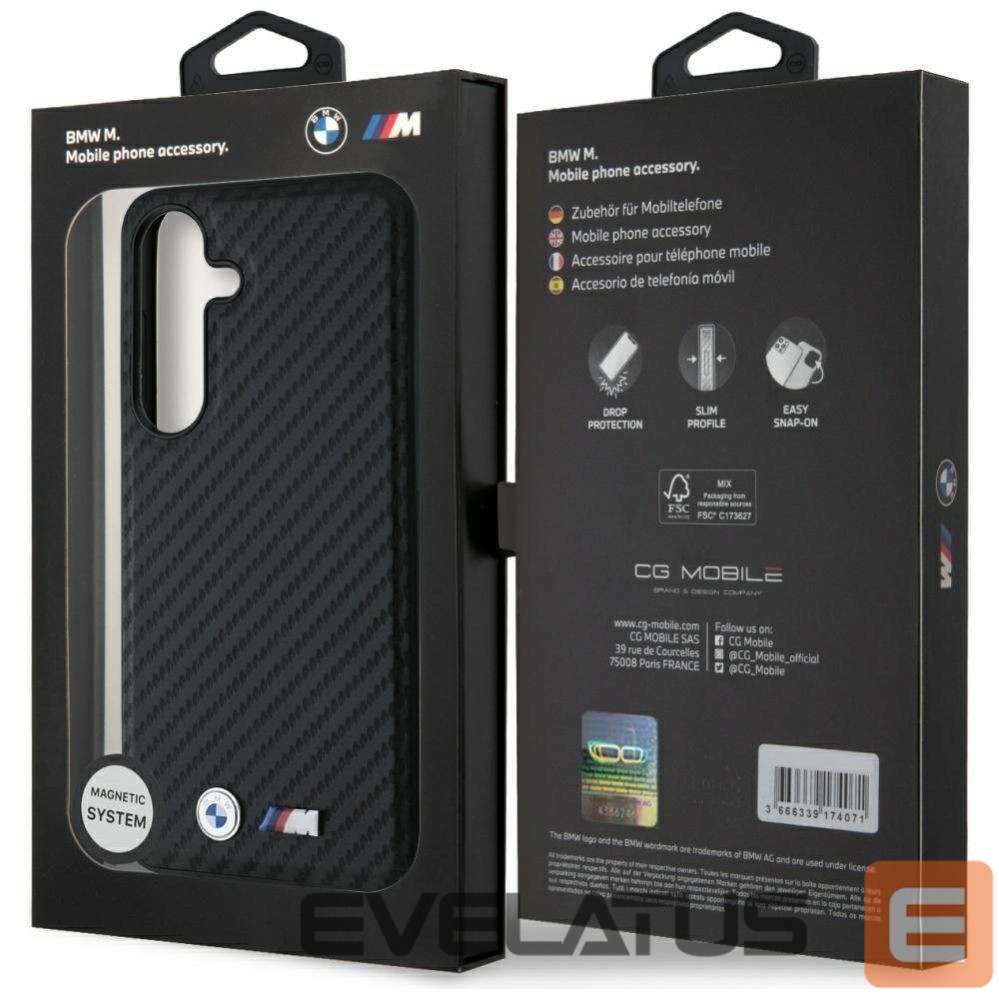 Другие товары BMW BMW Leather Carbon MagSafe Case for Samsung Galaxy S25 - Black