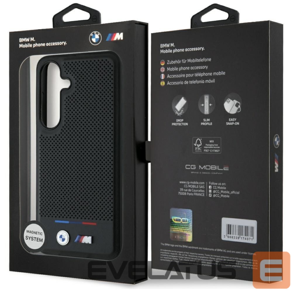 Другие товары BMW BMW Leather Tricolor Stripe MagSafe Case for Samsung Galaxy S25 - Black