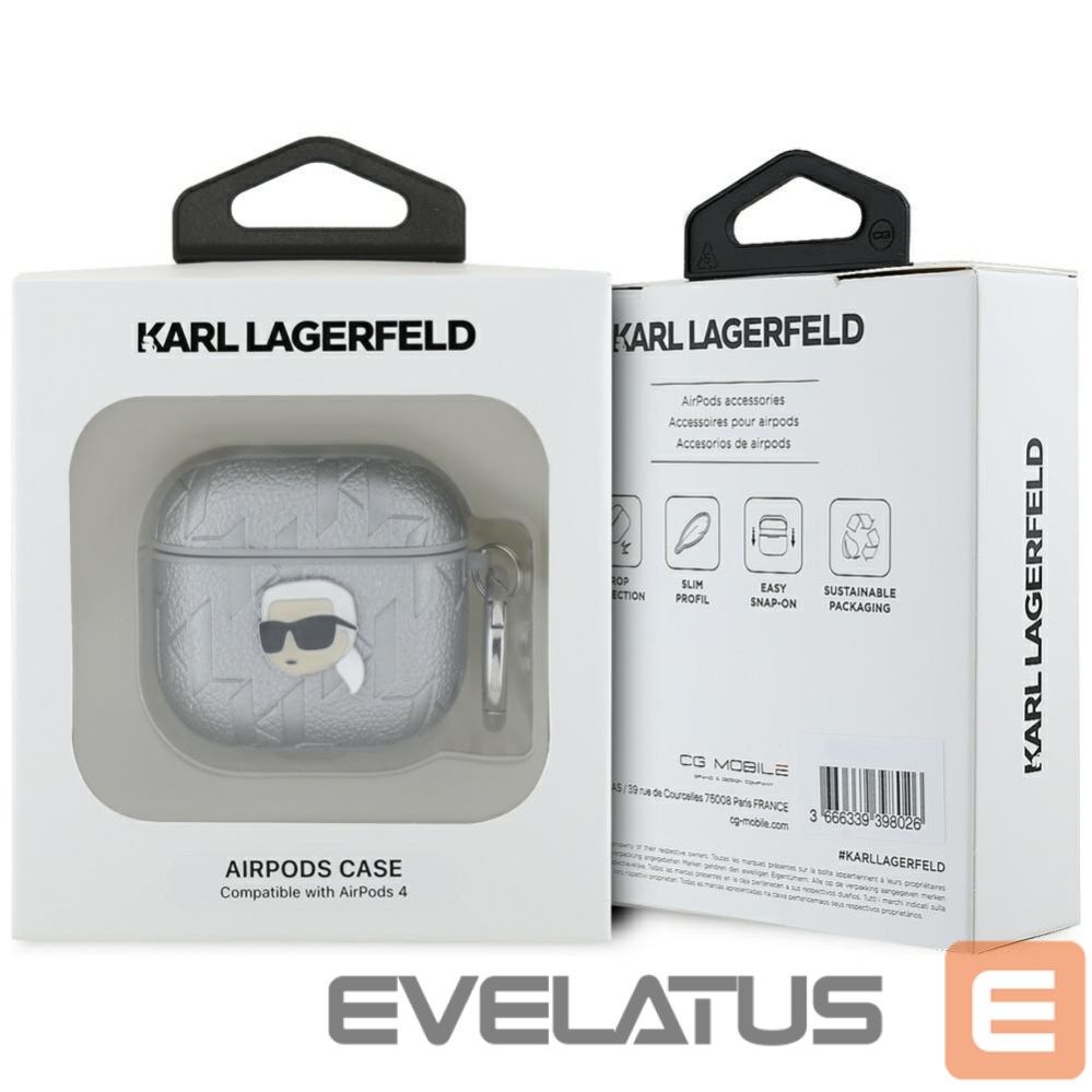 Другие товары Karl Lagerfeld Karl Lagerfeld Monogram Karl Head case for AirPods 4 - silver