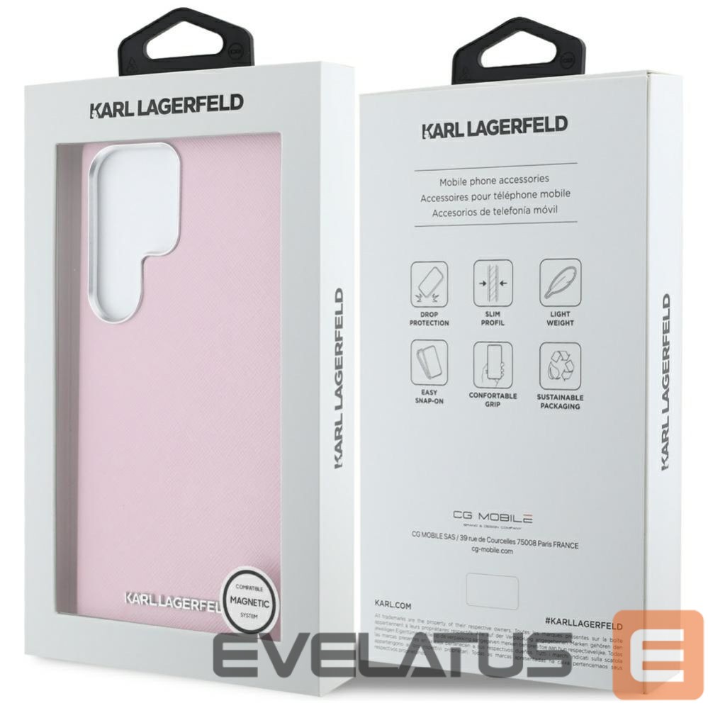 Другие товары Karl Lagerfeld Karl Lagerfeld Saffiano Full Wrapped Elongated Metal Logo MagSafe Case for Samsung Galaxy S25 Ultra - Pink