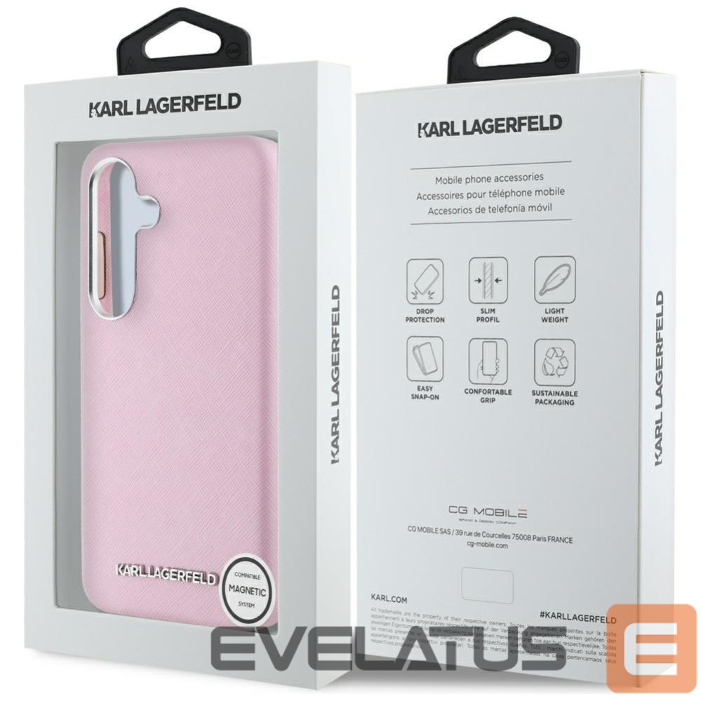 Другие товары Karl Lagerfeld Karl Lagerfeld Saffiano Full Wrapped Elongated Metal Logo MagSafe Case for Samsung Galaxy S25+ - Pink