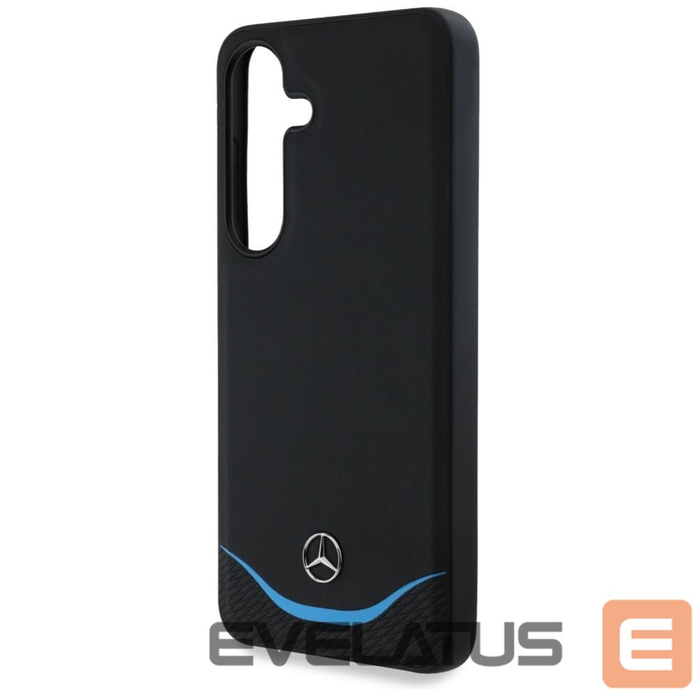 Другие товары Mercedes-Benz Mercedes Leather Contrasted Blue Horizontal Curve MagSafe Case for Samsung Galaxy S25 - Black