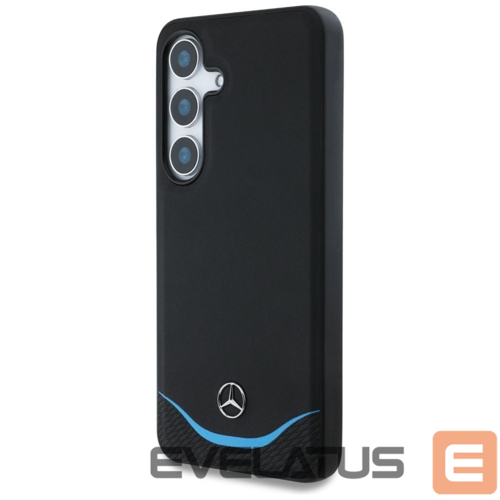 Другие товары Mercedes-Benz Mercedes Leather Contrasted Blue Horizontal Curve MagSafe Case for Samsung Galaxy S25 - Black