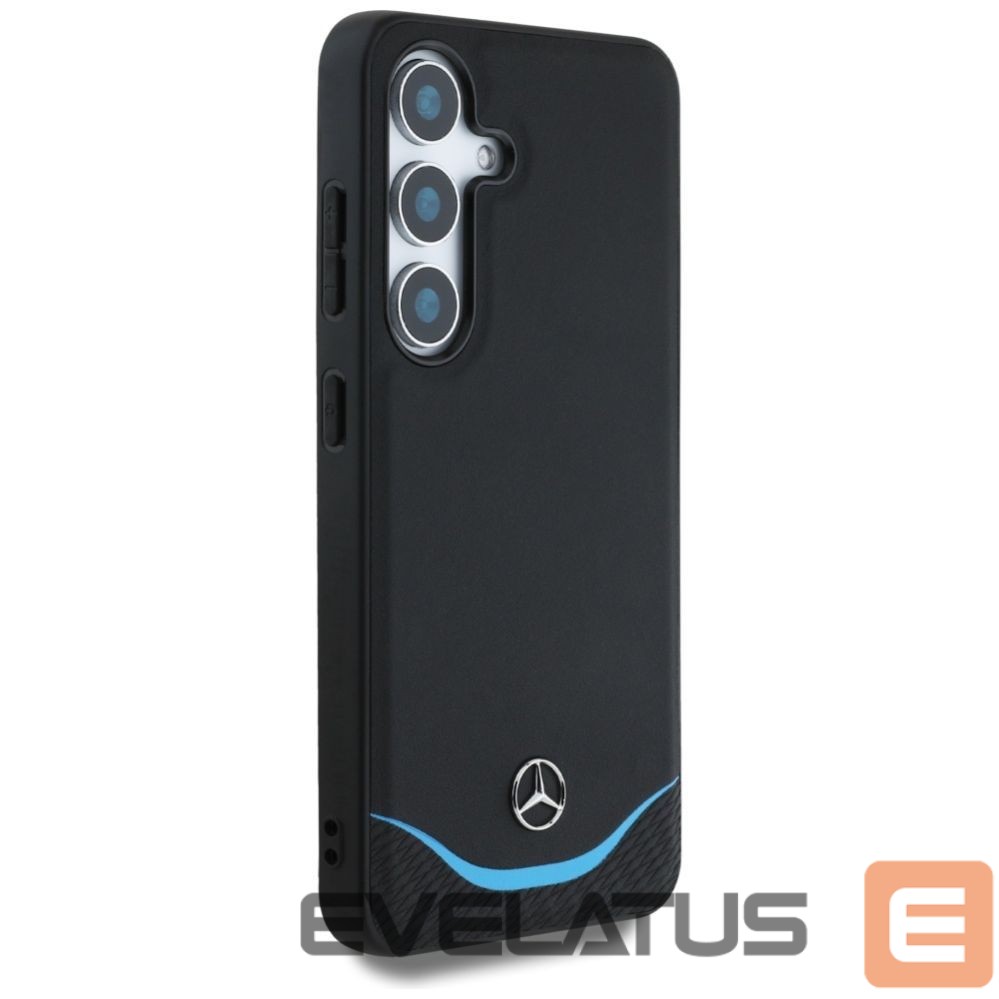 Другие товары Mercedes-Benz Mercedes Leather Contrasted Blue Horizontal Curve MagSafe Case for Samsung Galaxy S25 - Black