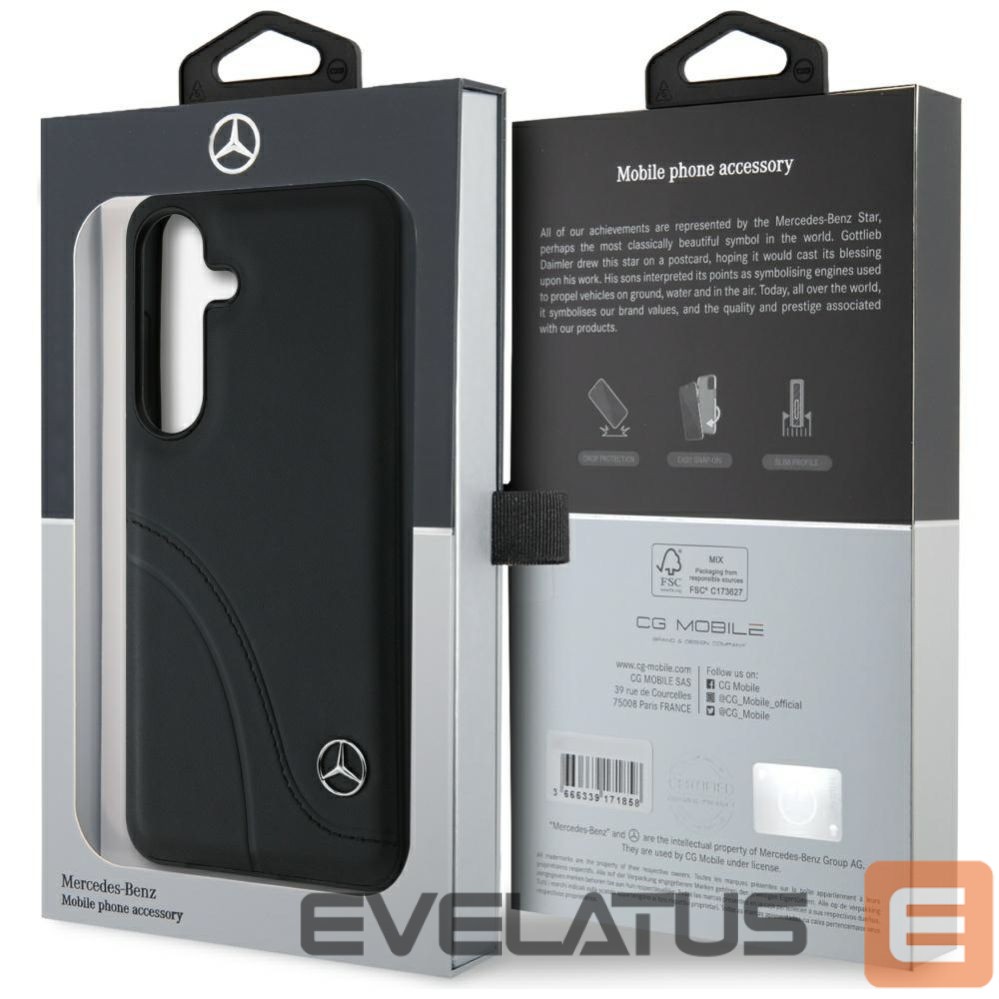 Другие товары Mercedes-Benz Mercedes Leather Curved Stitches Case for Samsung Galaxy S25 - Black