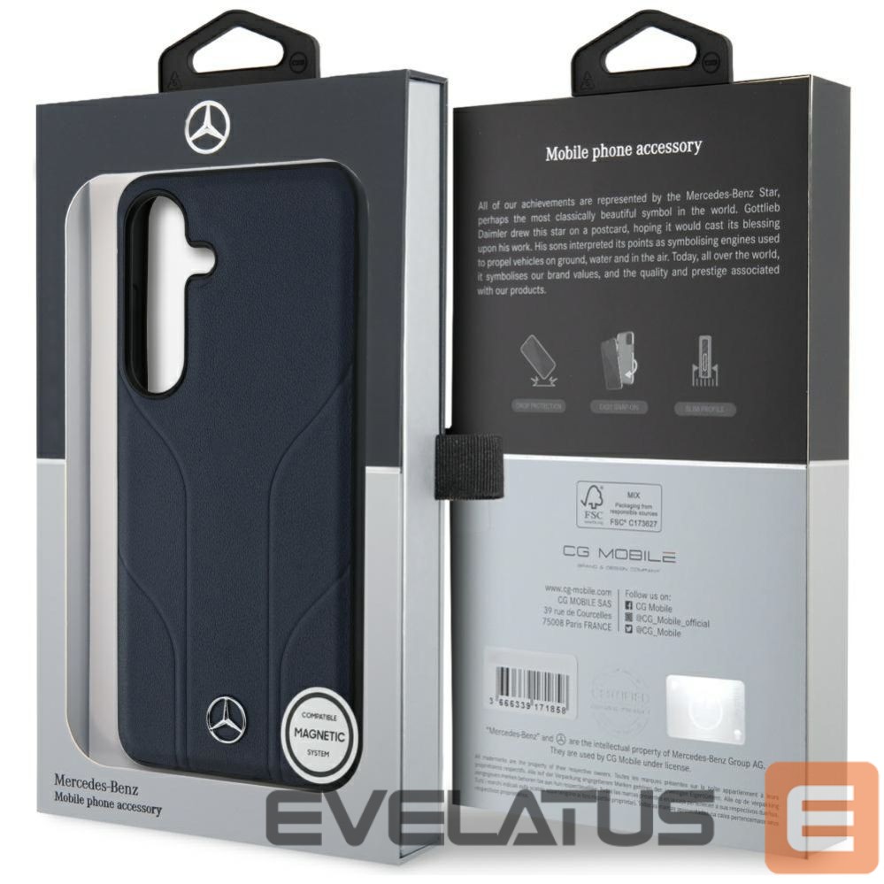 Другие товары Mercedes-Benz Mercedes Leather Debossed Lines MagSafe Case for Samsung Galaxy S25 - Blue