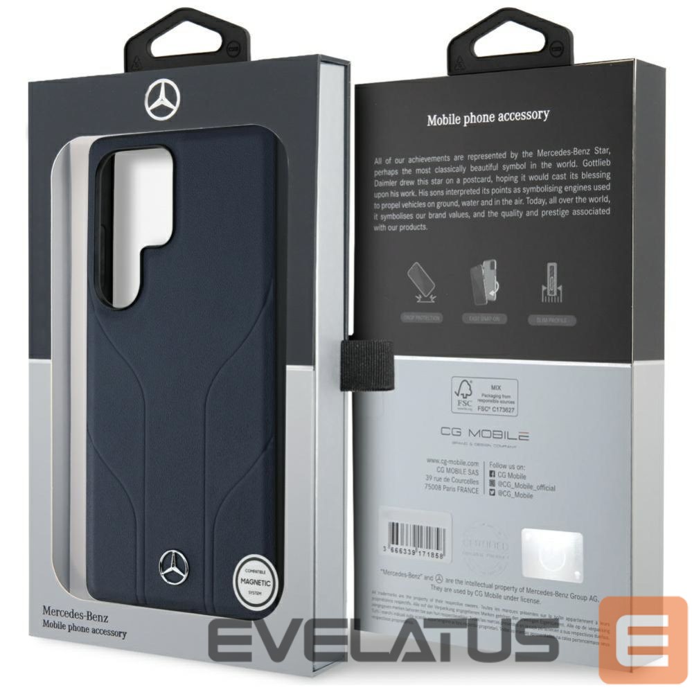 Другие товары Mercedes-Benz Mercedes Leather Debossed Lines MagSafe Case for Samsung Galaxy S25 Ultra - Blue