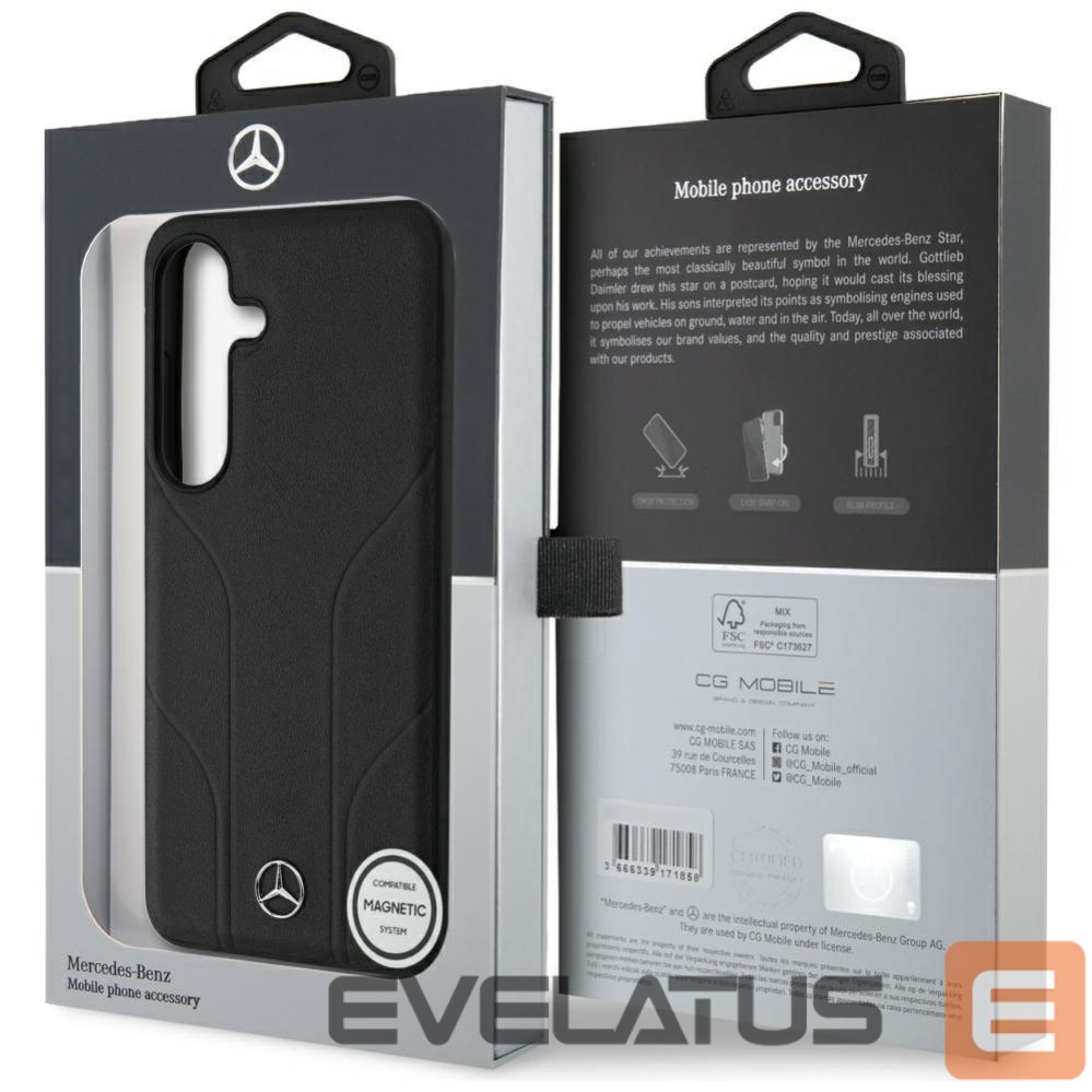 Другие товары Mercedes-Benz Mercedes Leather Debossed Lines MagSafe case for Samsung Galaxy S25+ - black