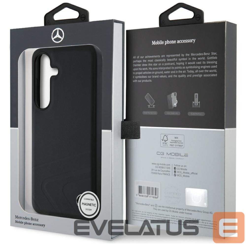 Другие товары Mercedes-Benz Mercedes Leather Horizontal Debossed Curves MagSafe Case for Samsung Galaxy S25 - Black