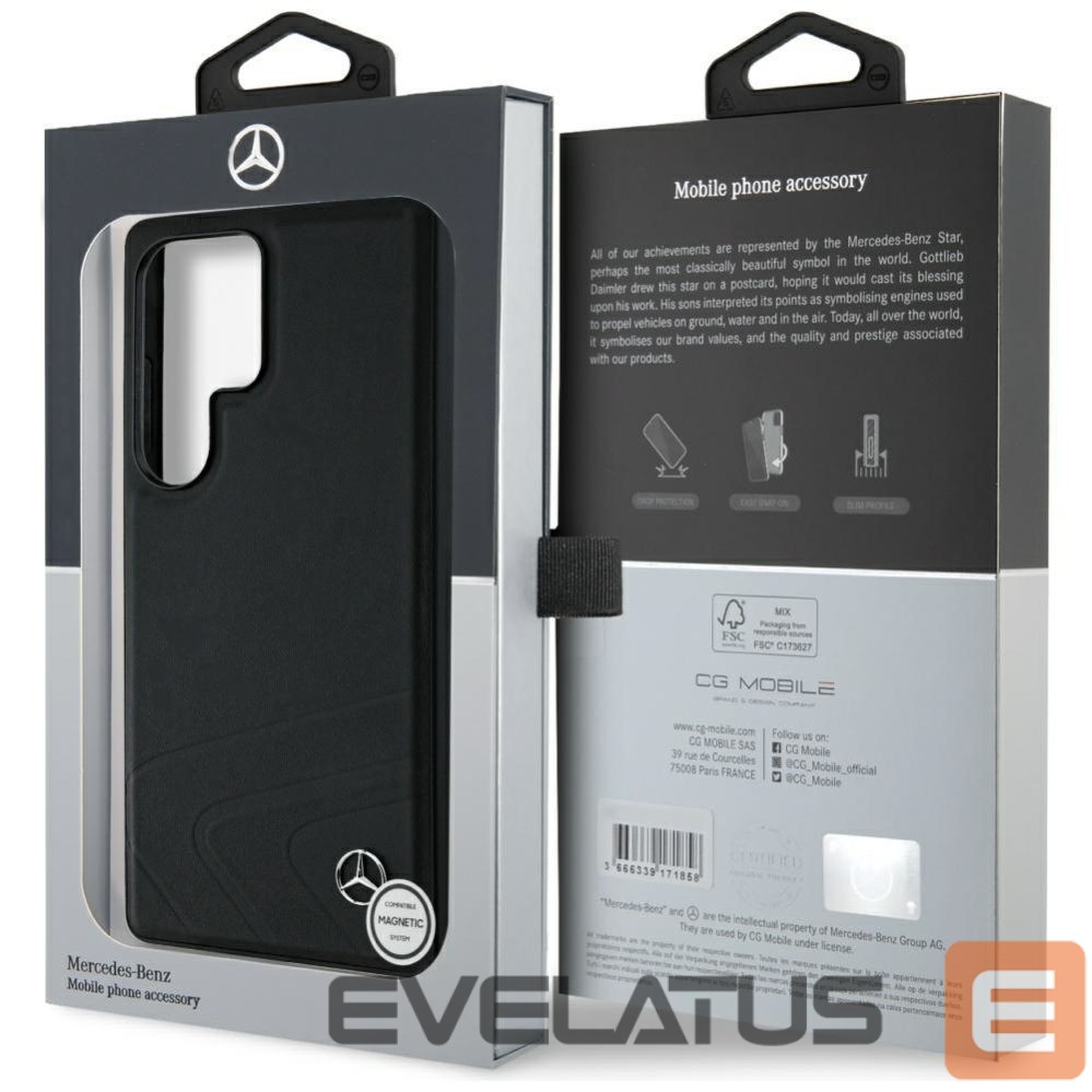 Другие товары Mercedes-Benz Mercedes Leather Horizontal Debossed Curves MagSafe Case for Samsung Galaxy S25 Ultra - Black