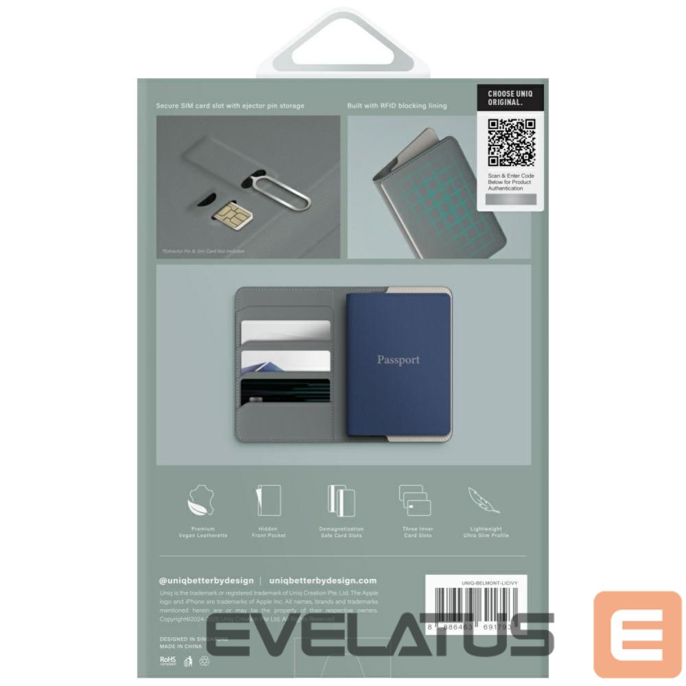Другие товары UNIQ Uniq Belmont RFID Blocking Passport Case - Green/Ivory