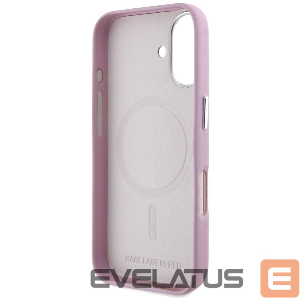 Другие товары Karl Lagerfeld Karl Lagerfeld Saffiano Full Wrapped Elongated Metal Logo MagSafe iPhone 16 Case - Pink
