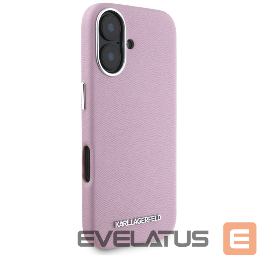 Другие товары Karl Lagerfeld Karl Lagerfeld Saffiano Full Wrapped Elongated Metal Logo MagSafe iPhone 16 Case - Pink