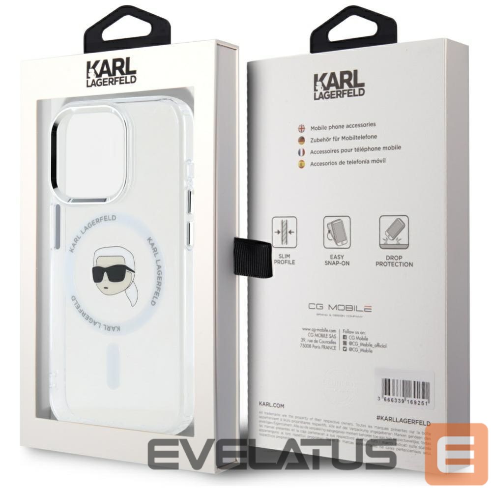 Другие товары Karl Lagerfeld Karl Lagerfeld IML Metal Karl Head MagSafe Case for iPhone 15 Pro Max White