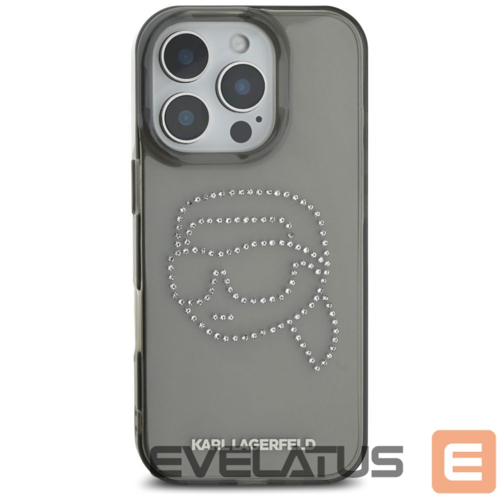 Другие товары Karl Lagerfeld Karl Lagerfeld IML Rhinestones Karl Head Case for iPhone 16 Pro Black