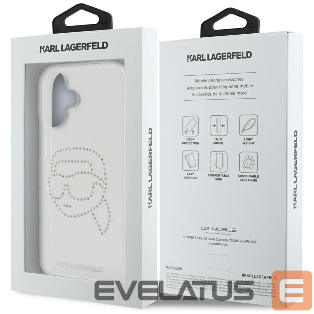 Другие товары Karl Lagerfeld Karl Lagerfeld IML Rhinestones Karl Head Case for iPhone 16 Clear