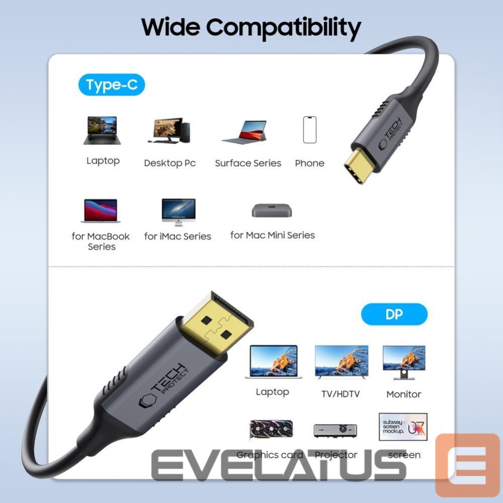 Другие товары Tech-Protect Tech-Protect UltraBoost USB-C to DisplayPort 1.4 8K 60Hz Cable 180cm - Black