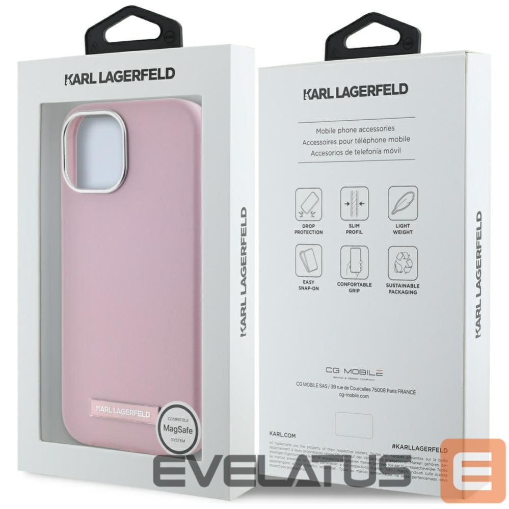 Другие товары Karl Lagerfeld Karl Lagerfeld FW Metal Plate MagSafe iPhone 15 Case - Pink