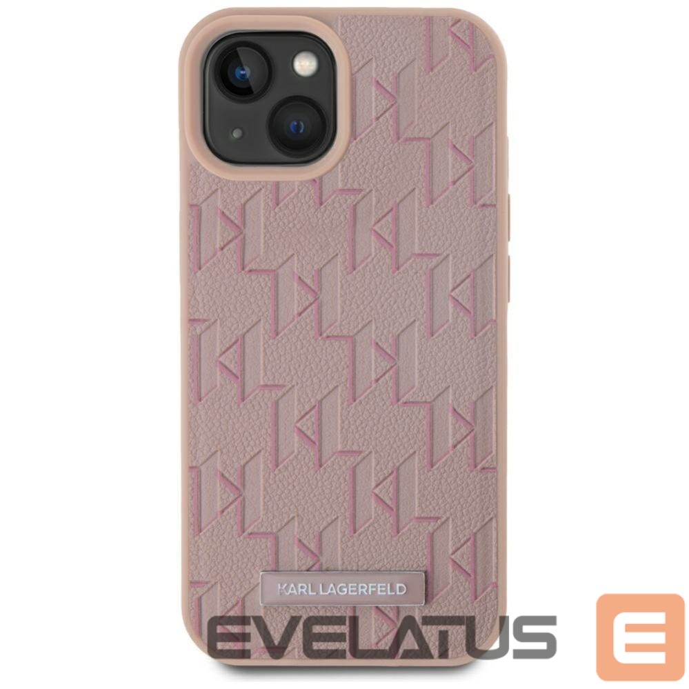 Другие товары Karl Lagerfeld Karl Lagerfeld Leather Monogram Metal Logo MagSafe iPhone 15 Case - Pink