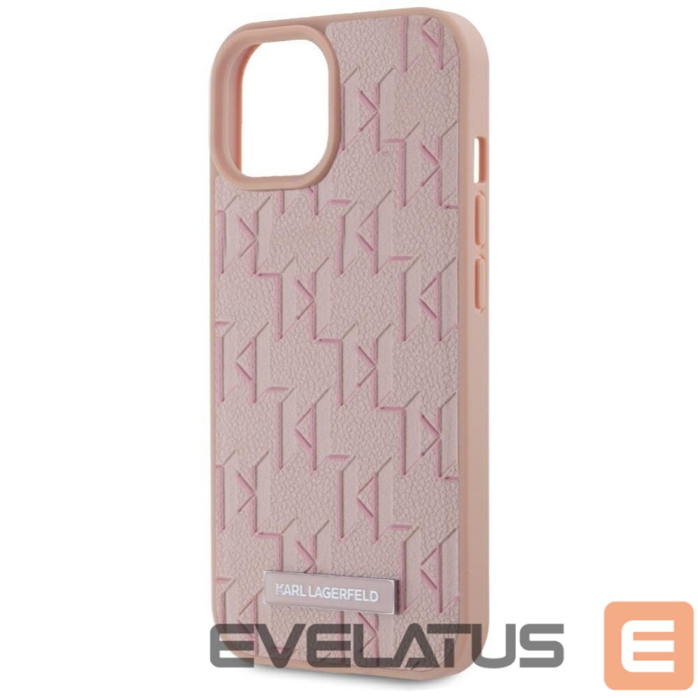 Другие товары Karl Lagerfeld Karl Lagerfeld Leather Monogram Metal Logo MagSafe iPhone 15 Case - Pink