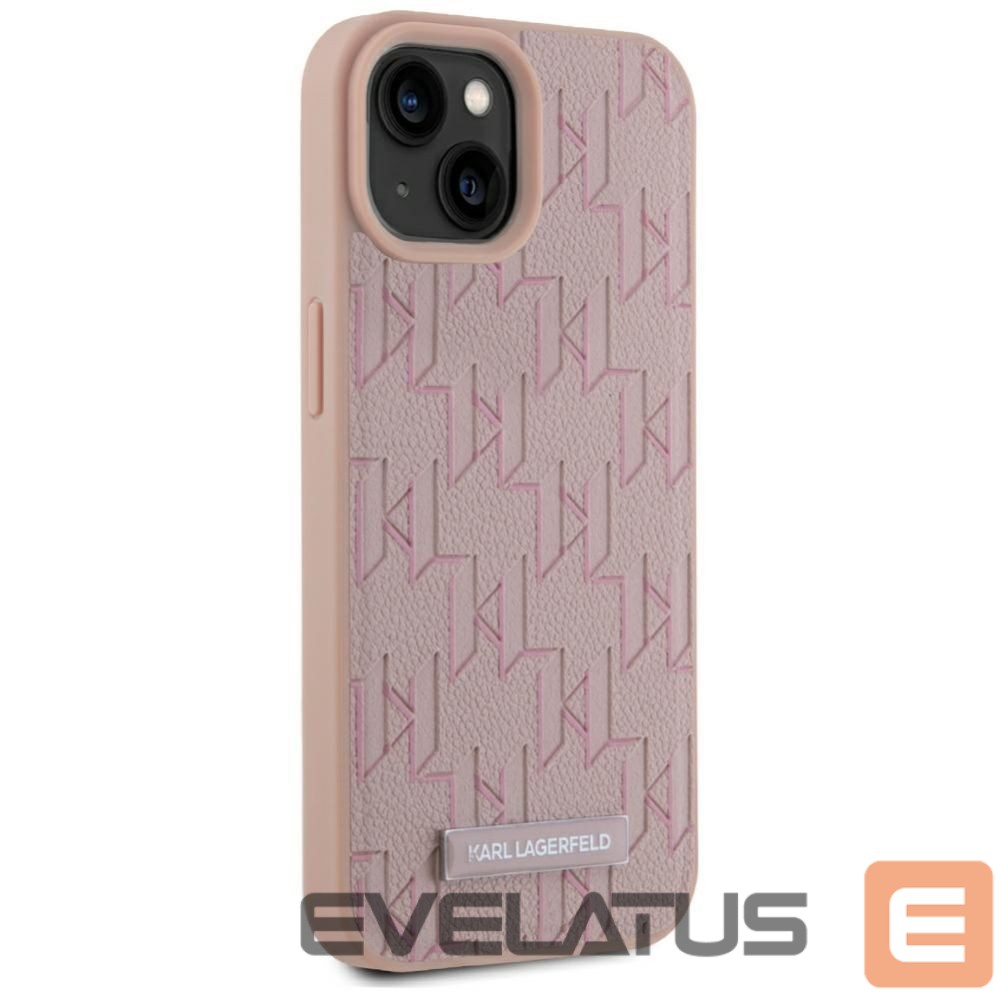 Другие товары Karl Lagerfeld Karl Lagerfeld Leather Monogram Metal Logo MagSafe iPhone 15 Case - Pink