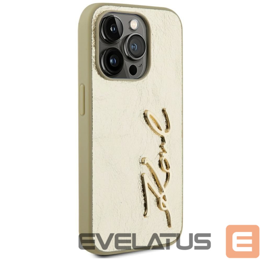 Другие товары Karl Lagerfeld Karl Lagerfeld Wrinkled Metal Signature iPhone 15 Pro Max Case - Gold