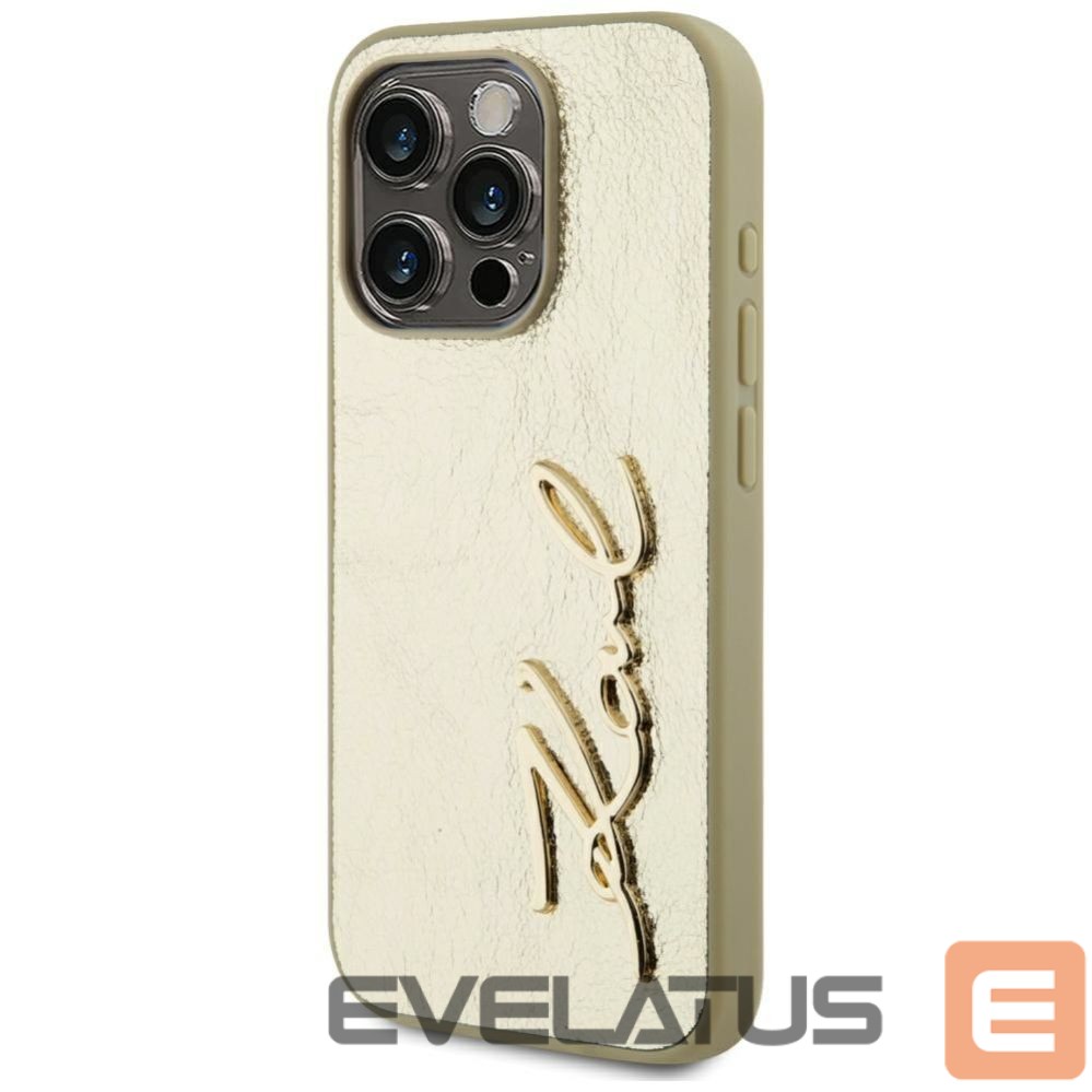 Другие товары Karl Lagerfeld Karl Lagerfeld Wrinkled Metal Signature iPhone 15 Pro Max Case - Gold