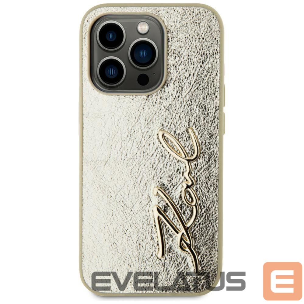 Другие товары Karl Lagerfeld Karl Lagerfeld Wrinkled Metal Signature iPhone 15 Pro Max Case - Gold