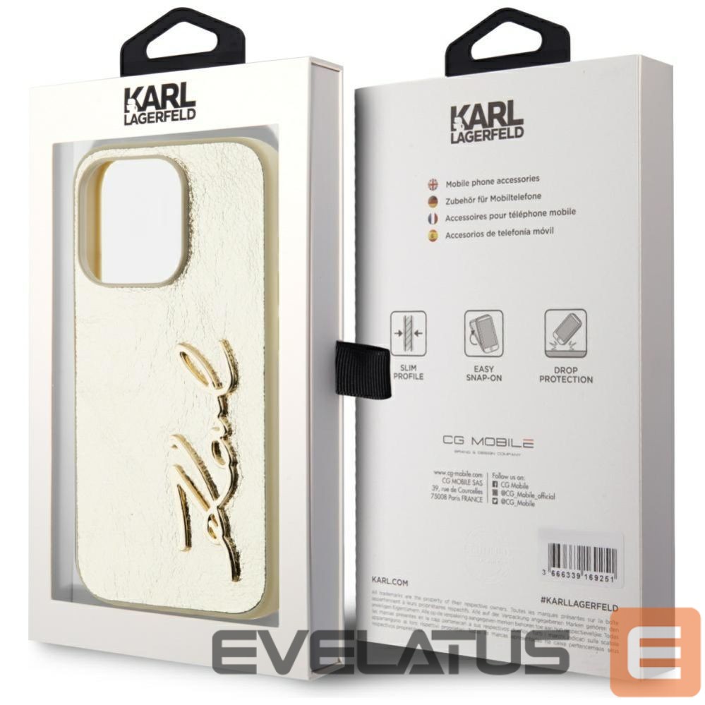 Другие товары Karl Lagerfeld Karl Lagerfeld Wrinkled Metal Signature iPhone 15 Pro Max Case - Gold