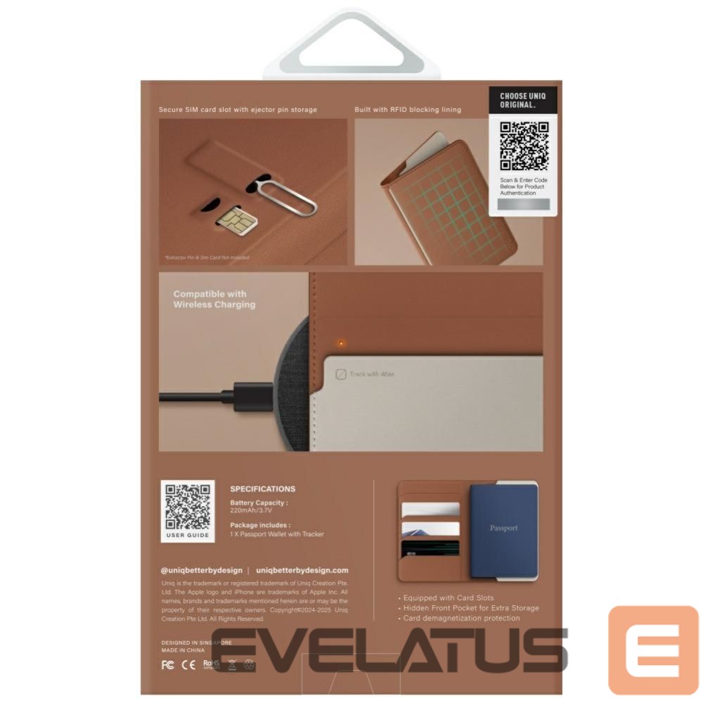 Другие товары UNIQ Uniq Belmont Passport Case with Apple Find My RFID Blocking Caramel Beige