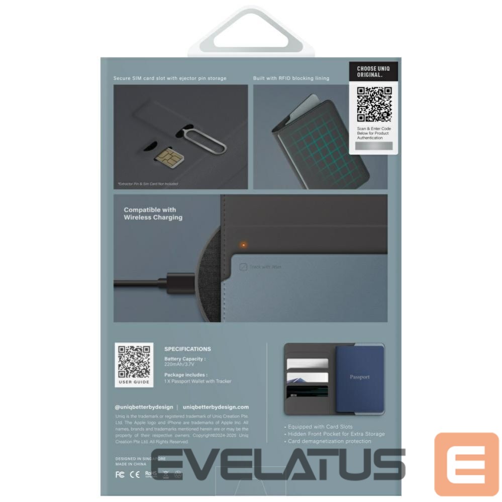 Другие товары UNIQ Uniq Belmont Passport Case with Apple Find My RFID Blocking Gray Blue