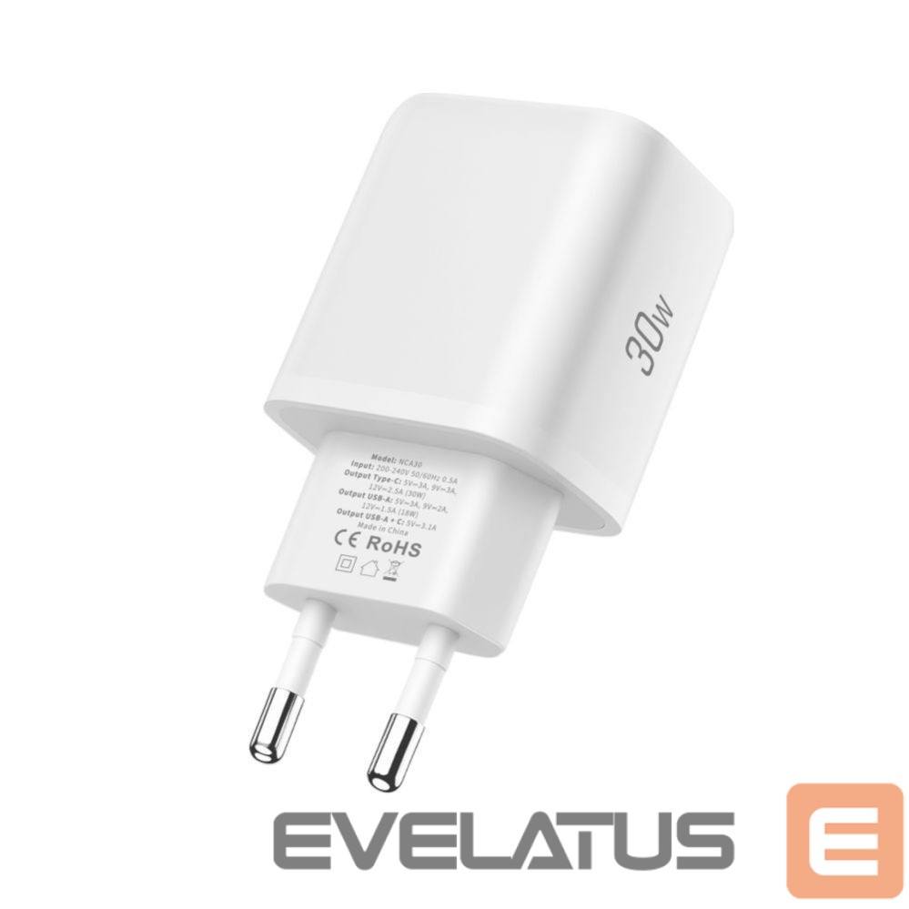 Другие товары Tech-Protect Tech-Protect NCA30 PD 30W QC3.0 USB-A / USB-C Wall Charger + USB-C / Lightning Cable 100cm - White