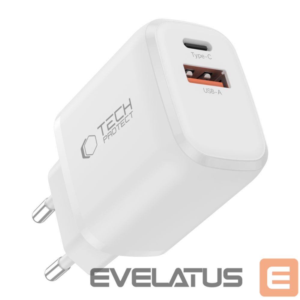 Другие товары Tech-Protect Tech-Protect NCA30 PD 30W QC3.0 USB-A / USB-C Wall Charger + USB-C / Lightning Cable 100cm - White