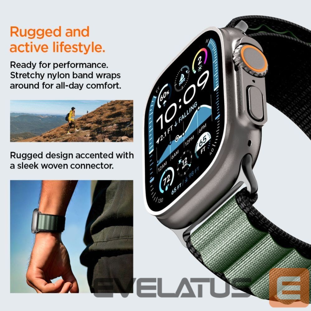 Другие товары Spigen Strap Spigen WBF1 Strap for Apple Watch 44 / 45 / 46 / 49 mm - Black and Green
