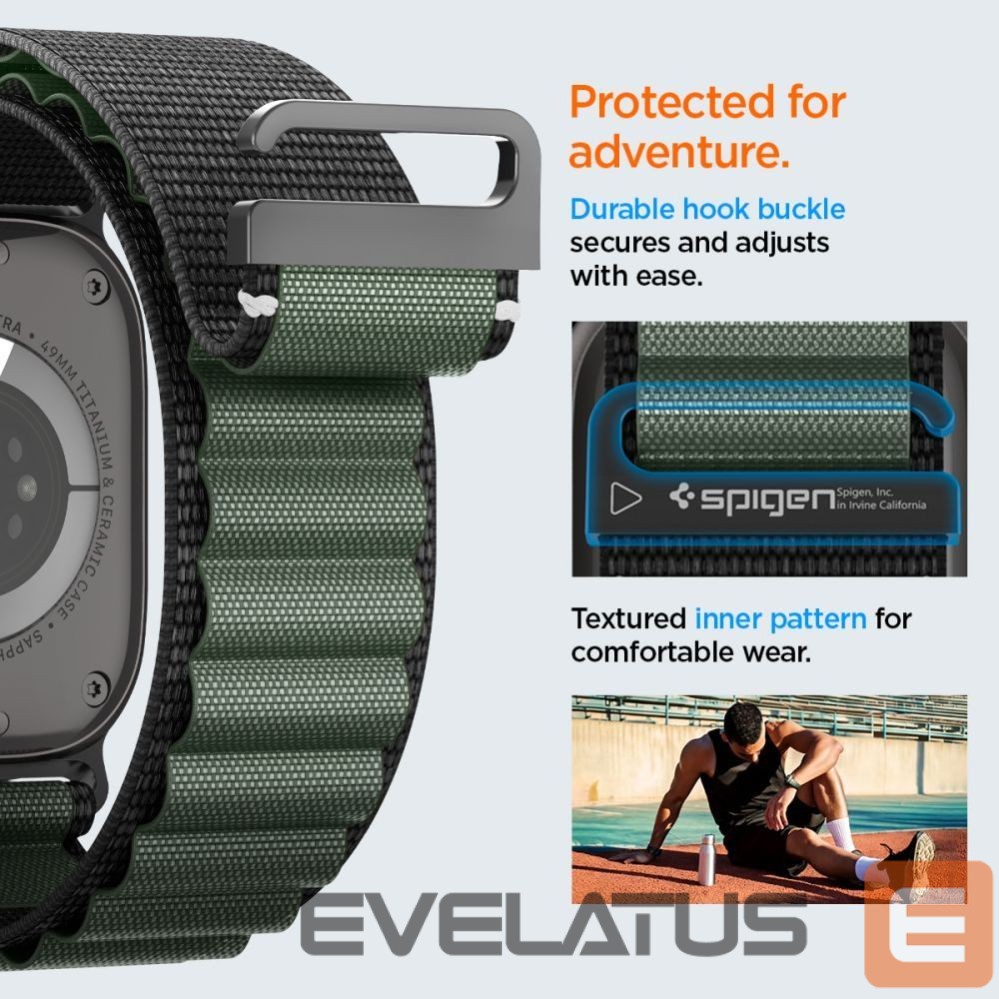 Другие товары Spigen Strap Spigen WBF1 Strap for Apple Watch 44 / 45 / 46 / 49 mm - Black and Green