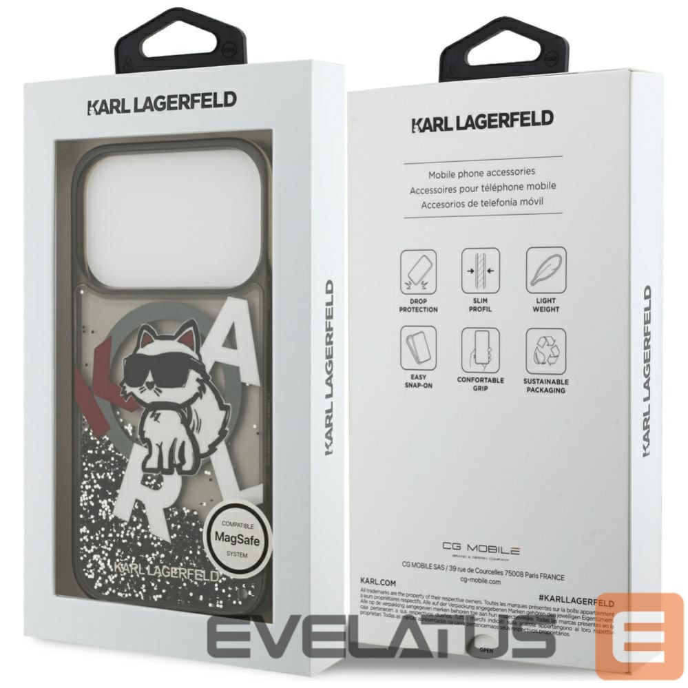 Другие товары Karl Lagerfeld Karl Lagerfeld Liquid Glitter Choupette Logo MagSafe Case for iPhone 17 Pro - Black